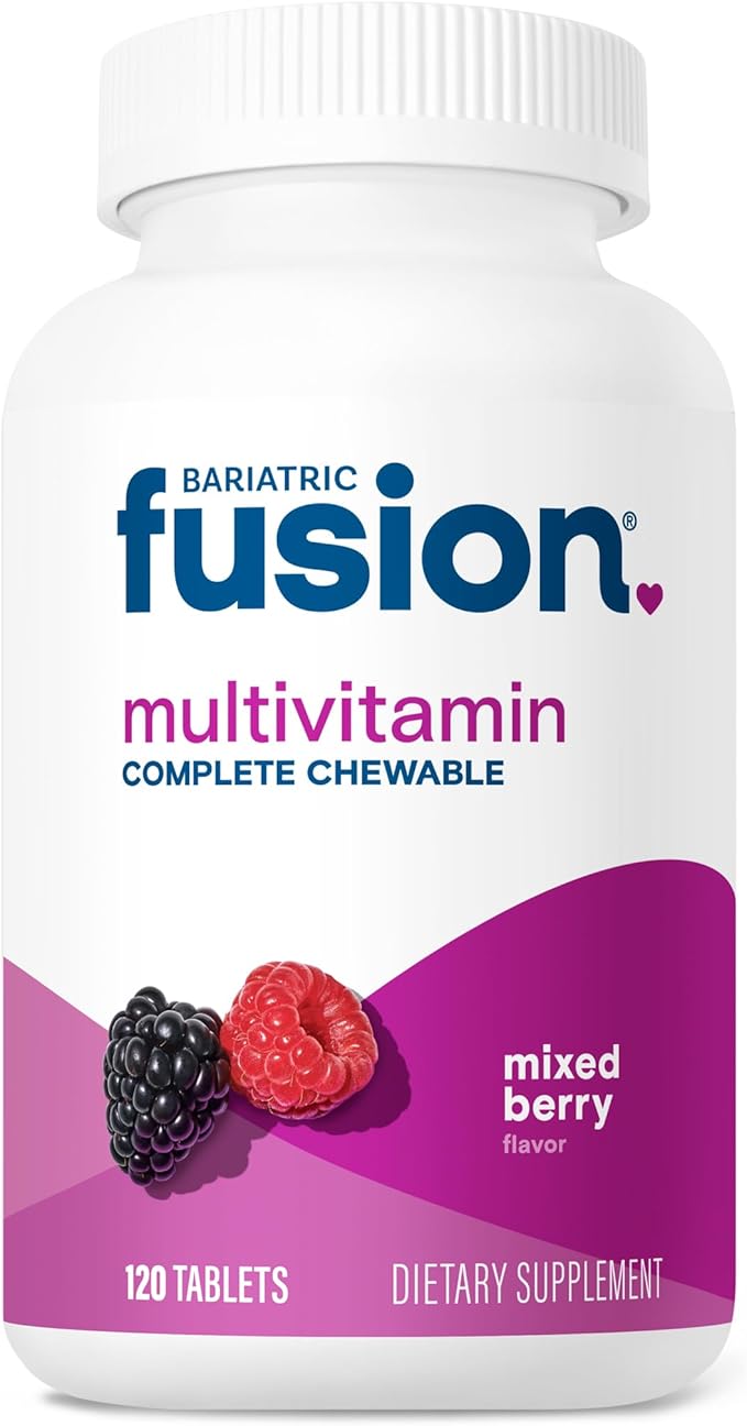 Bariatric Fusion Bariatric Multivitamin with Iron Complete Chewable | Mixed Berry | Post Bariatric Vitamins for Gastric Bypass and Sleeve Gastrectomy | One Month Supply
