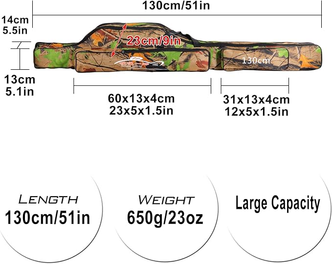 Sougayilang Folding Fishing Rod Case Organizer Pole Storage Bag Rod Reel Tackle Carrier Fishing Rod Bag Fishing Case