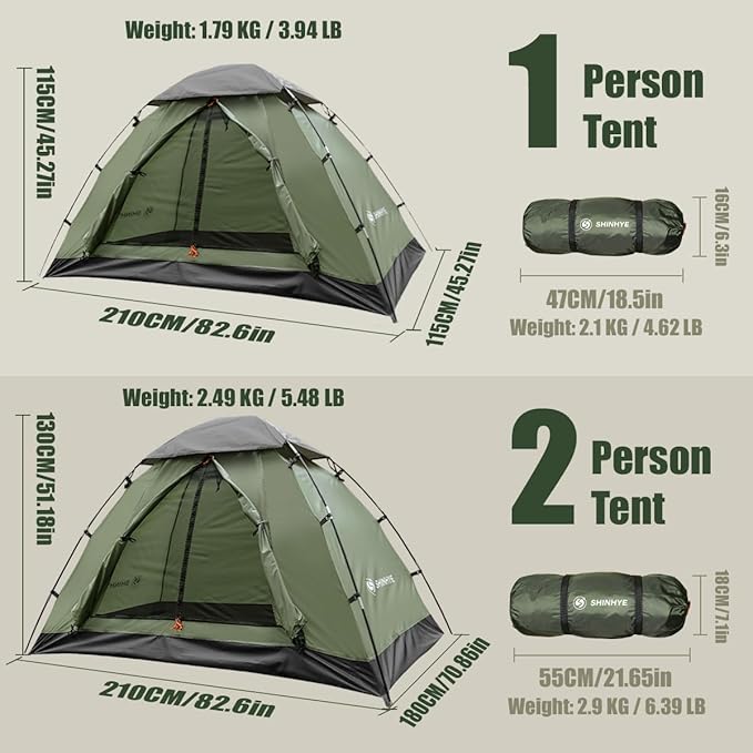 ShinHye Backpacking Tent for Camping, 1/2 Person Ultralight Backpacking Tent Easy Setup Tents Waterproof Lightweight Hiking Tents for Backpacking