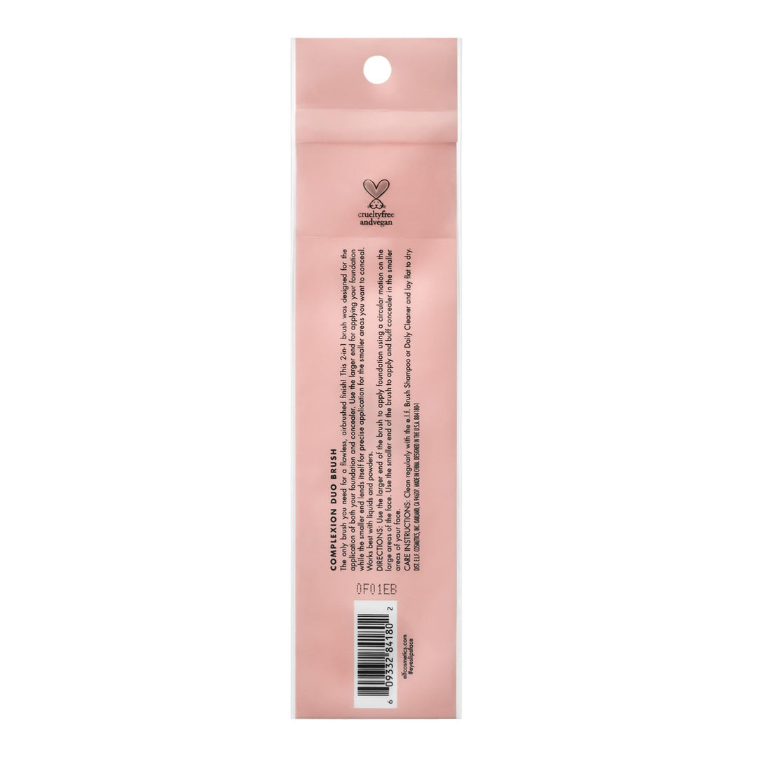 e.l.f. Complexion Duo Brush, Makeup Brush For Applying Foundation & Concealer, Creates An Airbrushed Finish, Made With Vegan, Cruelty-Free Bristles