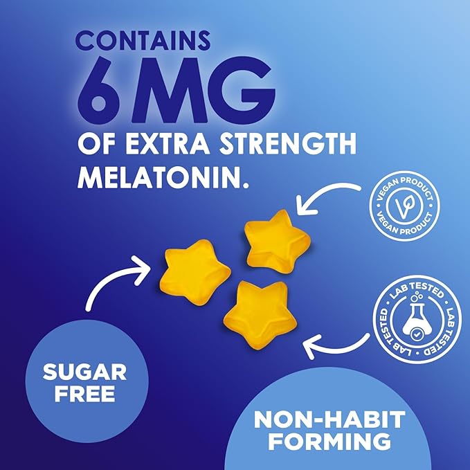 Melatonin Sleep Gummies Sugar Free - 6 mg Natural Melatonin Sleep Gummies for Adults, Extra Strength Sleep Gummy Supplements, Occasional Sleeping Support Supplement, Gomitas para Dormir - 60 Gummies