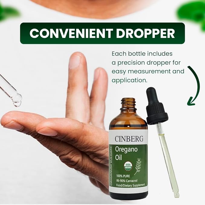 Premium 100% Pure Organic Oregano Oil (Origanum Vulgare) - Certified, Wild-Sourced, Therapeutic Grade Food Oil for Immune Support - Antibacterial & Antifungal - Rich in Antioxidants