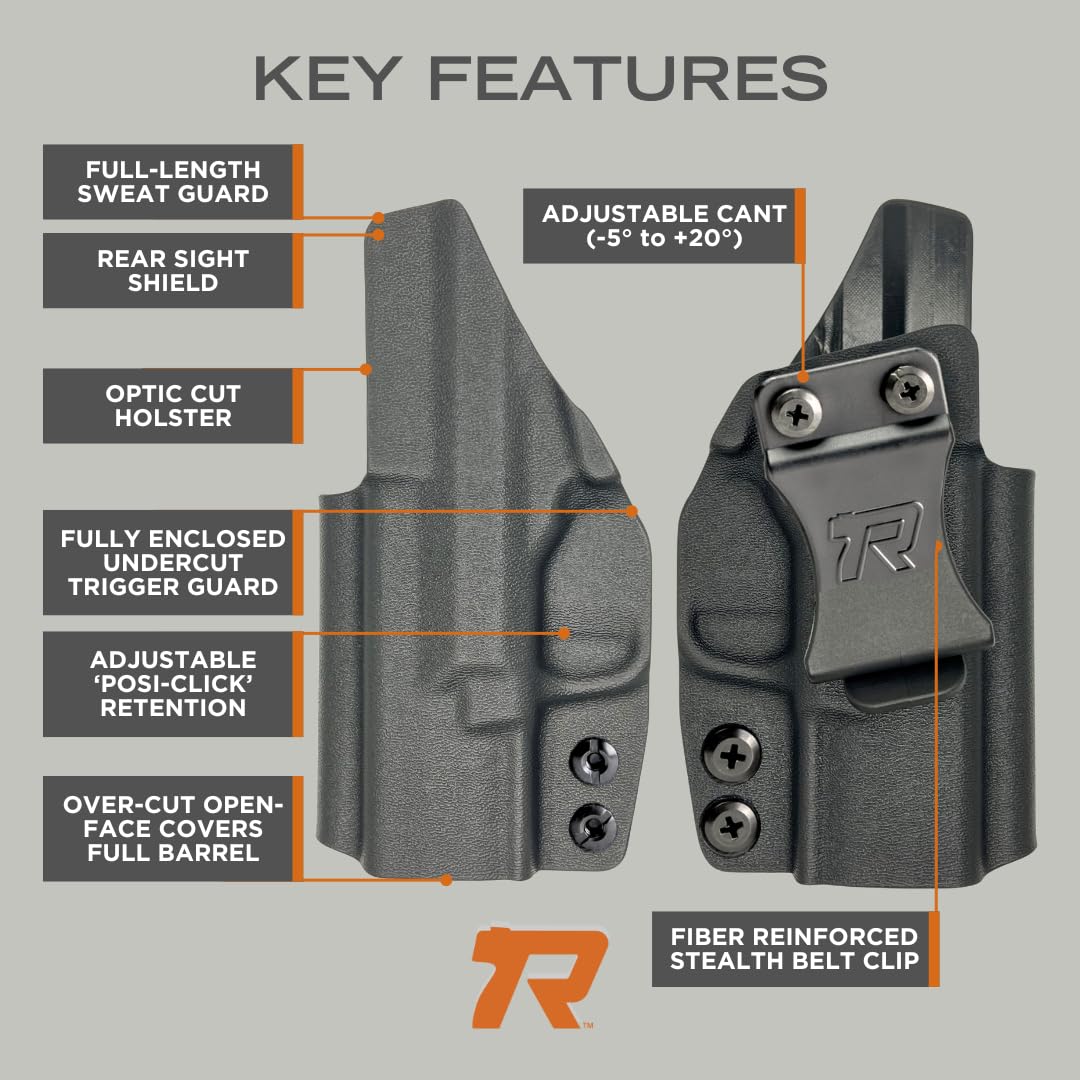 Concealment Express Concealed Carry IWB Kydex Holster Fits Glock 43/43X w/TLR-6, Right Hand (Carbon Fiber Black) - Rounded Gear