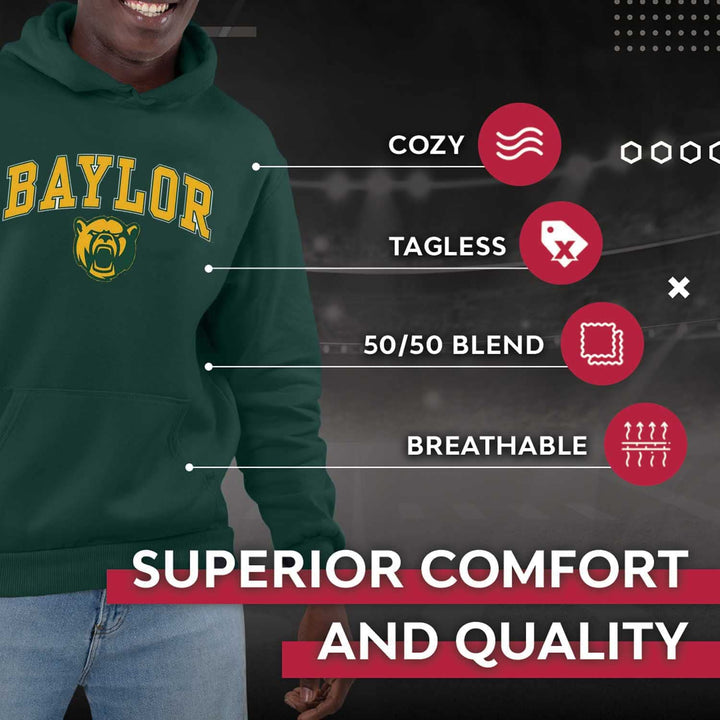 Campus Colors Adult Arch & Logo Soft Style Gameday Hooded Sweatshirt (Baylor Bears - Green, XX-Large)