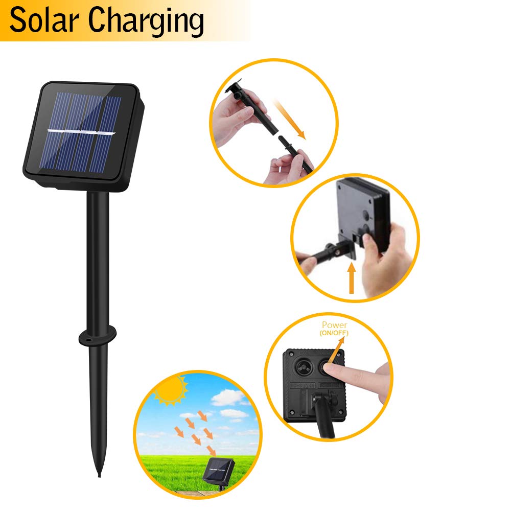 cshare Solar String Lights, 50 LEDs 2 Pack Powered Fairy Lights Outdoor 8 Modes 33 FT Solar Garden Lights,Waterproof for Yard,Pathway,Christmas Tree, Home, Wedding, Party Decorations(Cool White)