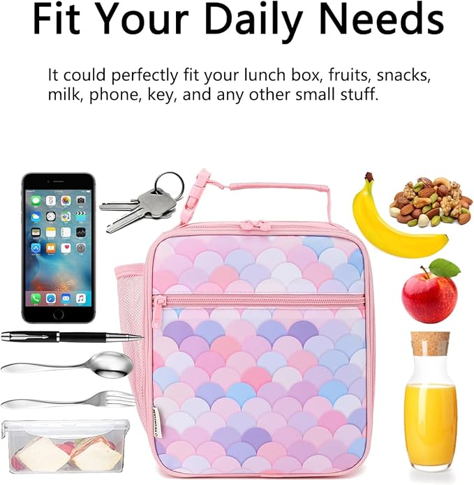 Lunch Box for Kids Boys Girls Men Women, Insulated Small Soft Cooler Lunch Bag Kit for School Work Picnic Travel - Reusable Portable lunchbox, Colorful