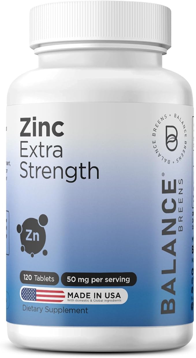 Zinc 50mg, 120 Vegetarian Tablets - Immune Support, Promotes Skin Health & Wound Healing, Extra Strength, Ultra-Absorbable