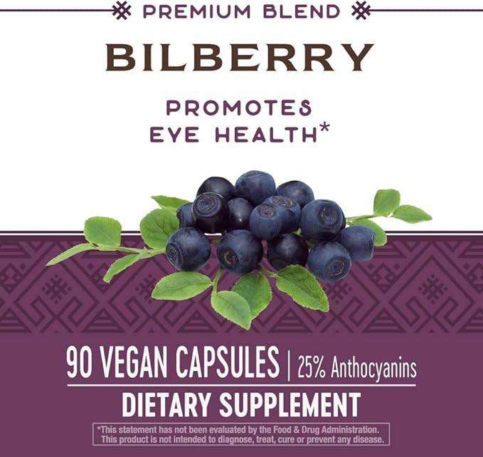 Nature's Way Bilberry Standardized Extract Veg Capsules 90 ea (Pack of 3)