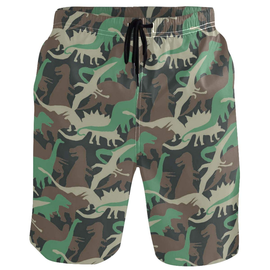 visesunny Dinosaur Camouflage 3D Print Graphic Mens Swim Trunks Summer Casual Athletic Swimming Short with Mesh Lining S-XXL