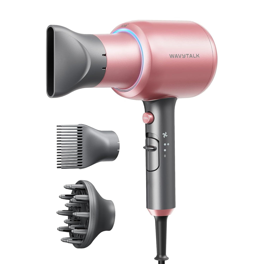 Wavytalk 1875W Ionic Hair Dryer | Diffuser & Comb for Curly Hair | Green