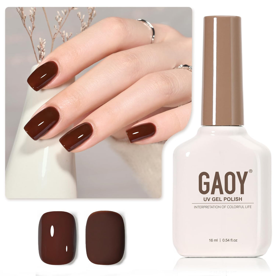 Gaoy Brown Gel Nail Polish, 16Ml Soak Off Gel Polish, Uv Light Cure For Nail Art Diy Manicure At Home, 2086 Roasted Brownie