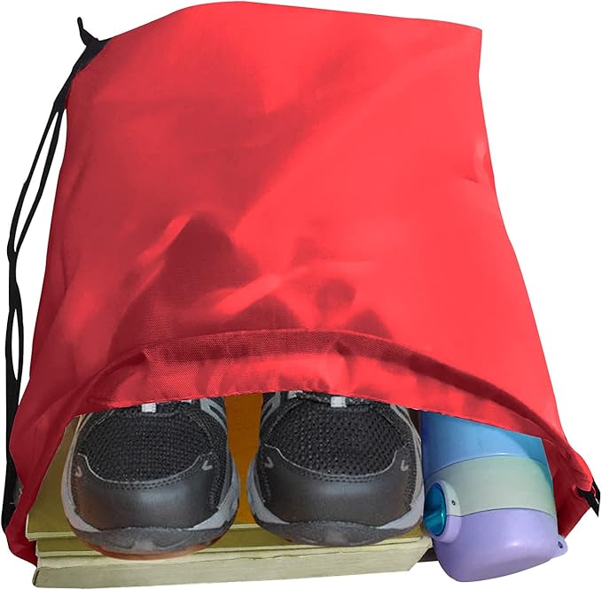 Drawstring Bags Bulk 14 Pcs Drawstring Backpack Bulk Cinch Bag Sackpack for Men Women Gym (Red)