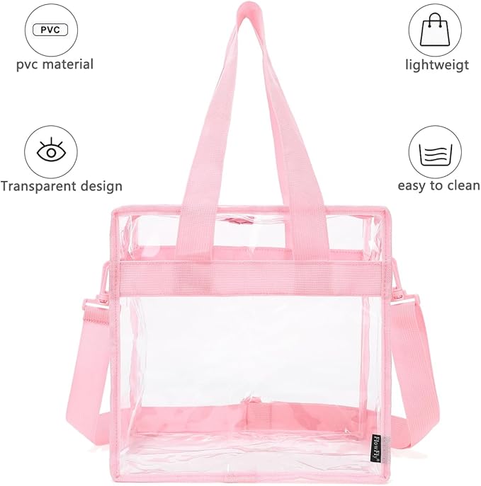 FlowFly Lunch Bag Tote Bag Lunch Organizer Lunch Holder Insulated Lunch Cooler Bag for Women/Men, Clear#Pink, Large