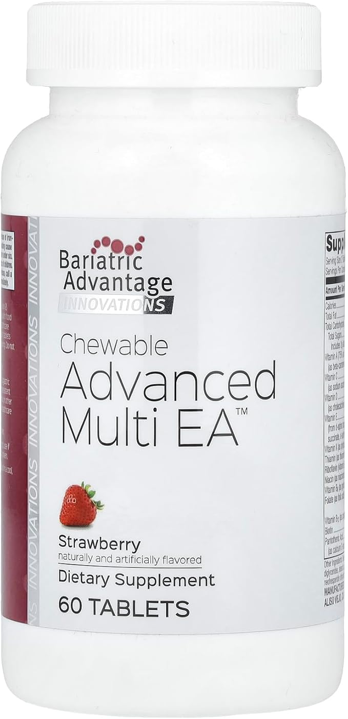 Bariatric Advantage Chewable Advanced Multi EA - High Potency Daily Multivitamin with Iron for Bariatric Surgery Patients - Strawberry Flavor - 60 Count