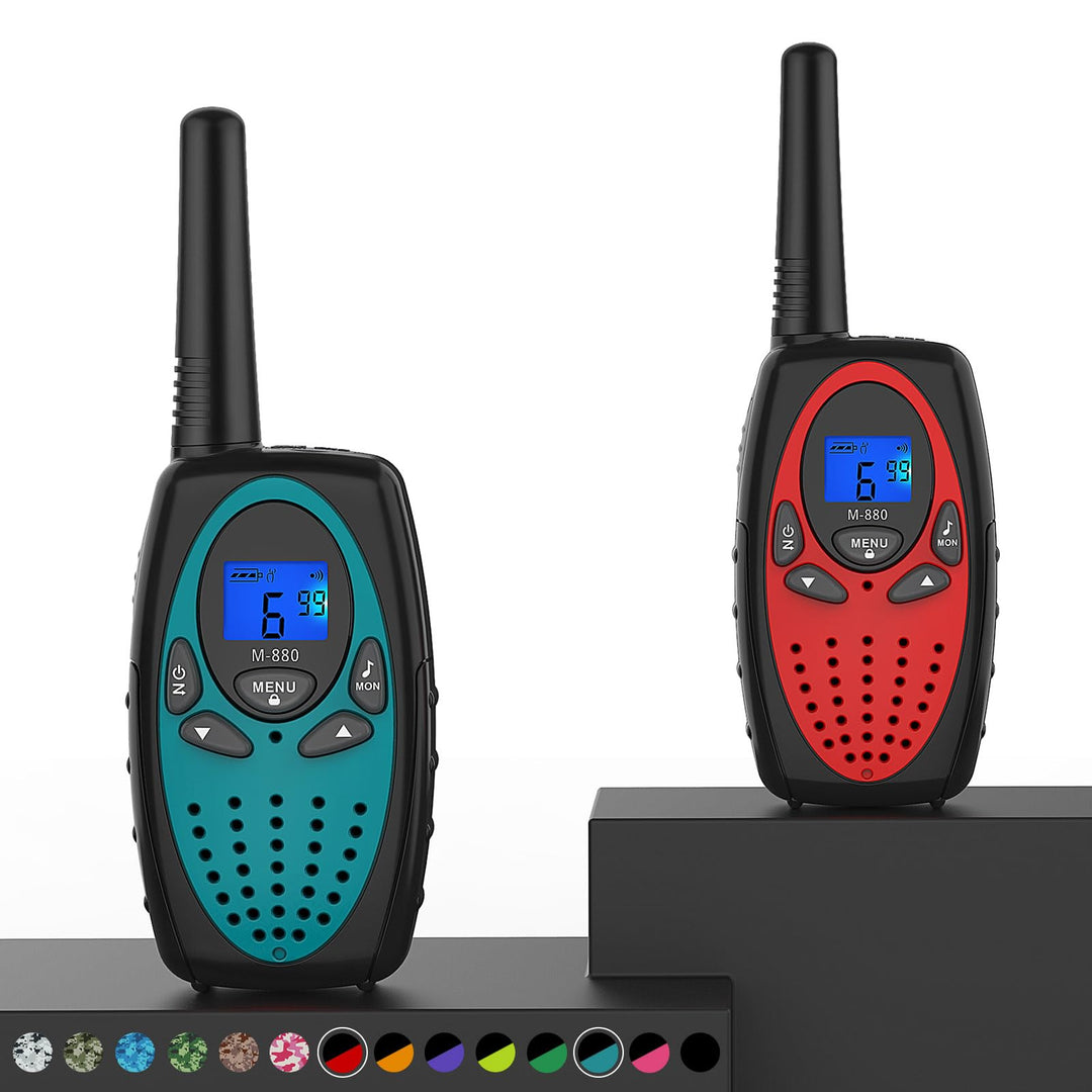 Topsung Walkie Talkies Long Range, M880 FRS Two Way Radio for Adults with Mic LCD Screen/Resistance Wakie-Talkies with Noise Cancelling for Men Women Outdoor Adventures Cruise Ship (Blue and Red)