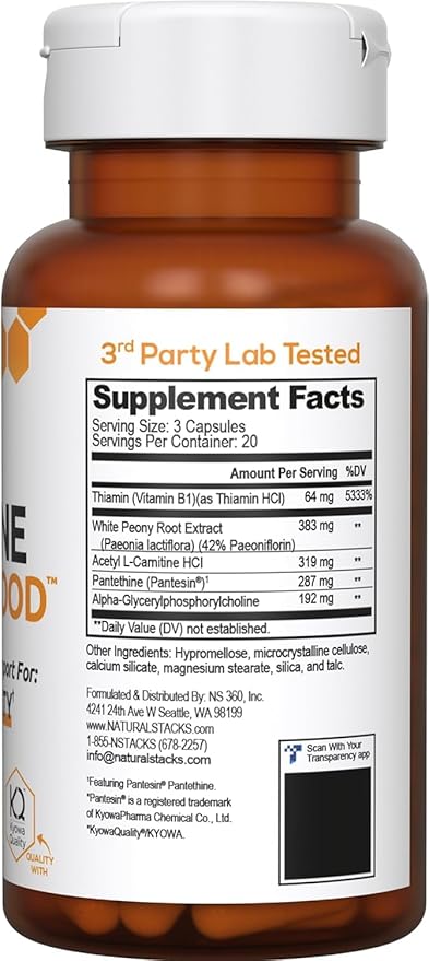 Acetylcholine Brain Food - Acetyl L-Carnitine & Alpha GPC Supplement - Supports Production of Acetylcholine - Neurotransmitter Supplement for Cognitive Function - 120 Capsules