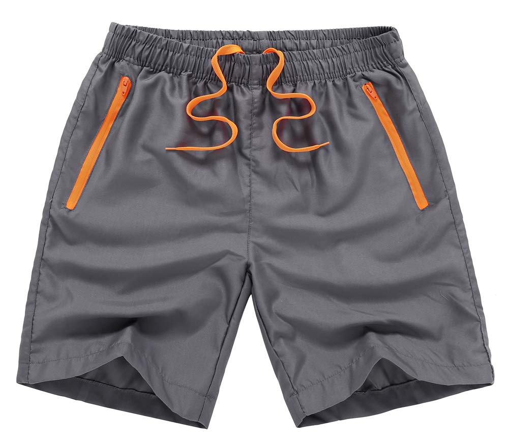 MADHERO Men Swim Trunks with Zipper Pockets Quick Dry Bathing Suits Mesh Lining,Dark Grey,Size M