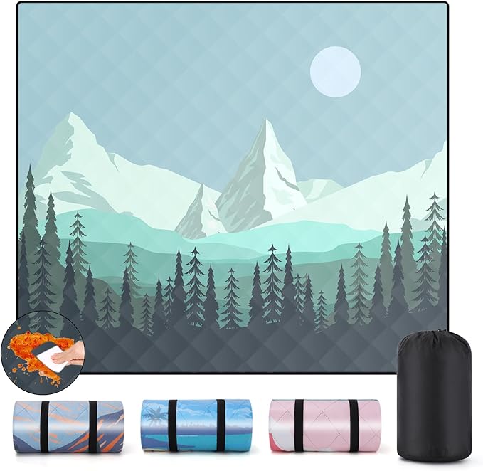 60x80'' Picnic Blankets Extra Large Waterproof Sandproof Packable Outdoor Foldable Beach Park Grass Lawn Mat Summer Camping Essentials Rv Travel Vacation Accessories Gift for Women Men Couples