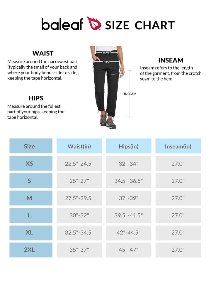BALEAF Women's Petite Hiking Pants Lightweight Quick Dry Water Resistant Cargo Pants 27'' Inseam for All Seasons Black Size S