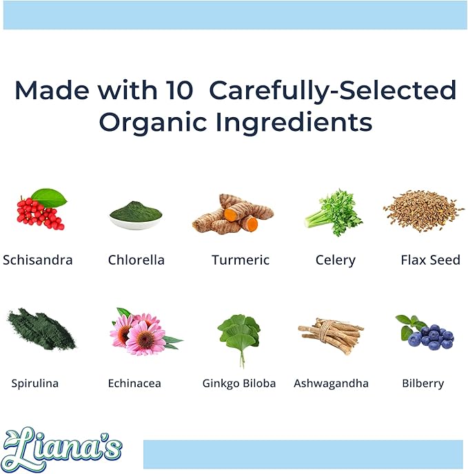 Ashwagandha Advantage, USDA Organic Blend for Stress Relief, Mood & Adrenal Support. Made with Ashwagandha, Turmeric, Spirulina, and More- 60 Capsules Pure Non-GMO Vegan Supplement