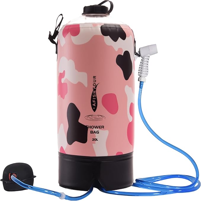 Portable Camping Shower Bag - 10L/2.2 Gallons 20/5 Gallons Solar Shower Water Bag with Foot Pump, Hose and Shower Head - Camp Shower for Camping, Beach, Travel, Outdoor Activities