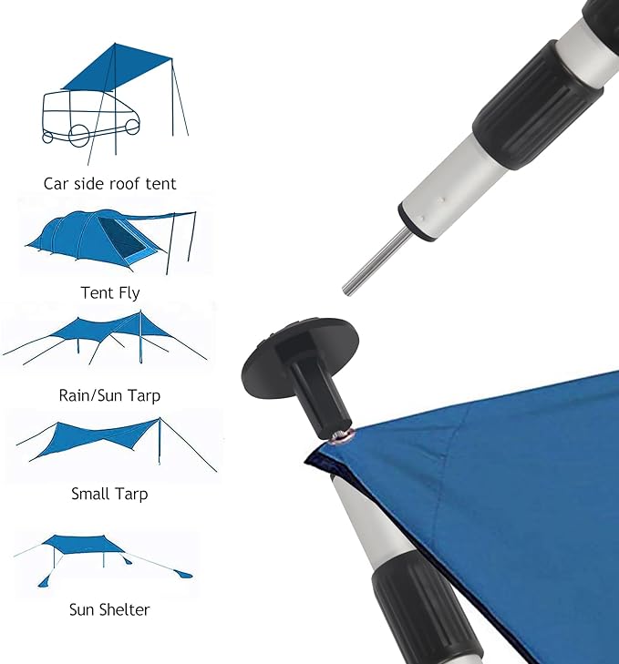 REDCAMP Aluminum Adjustable Camping Tarp Poles, 30in to 90in Telescoping Lightweight Tent Poles for Shelter, Awning, Hammock Rain Fly (Grey, Set of 2)