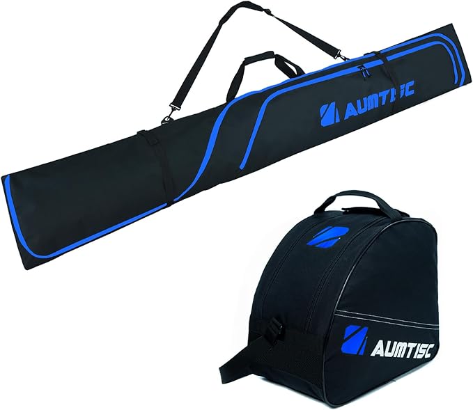 AUMTISC Ski Bag and Boot Bag Combo, Padded Ski Bags for Air Travel Flying, Adjustable Length for Skis Up to 200 cm and Boots Up to Size 13