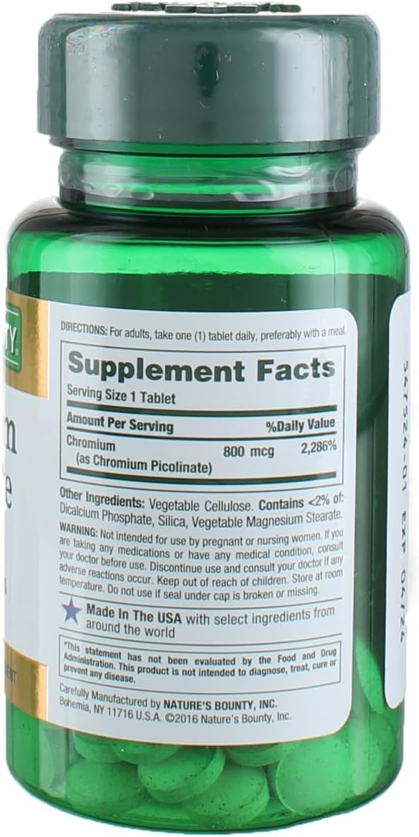 Nature's Bounty Mega Chromium Picolinate 800 mcg tablets 50 ea (Pack of 2)