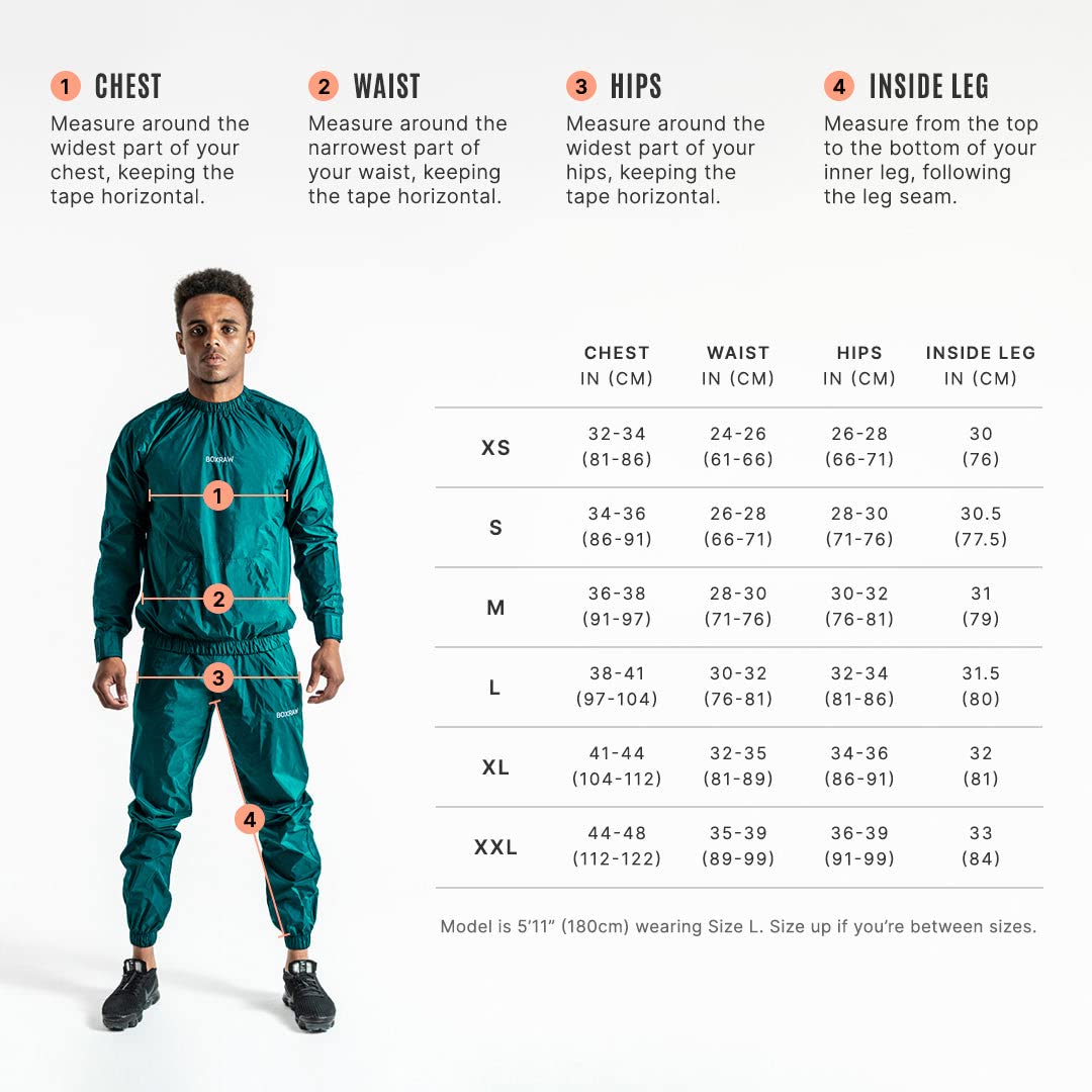 BOXRAW Hagler Professional Sauna Suit Top & Bottoms Non Rip Sweat Suit Boxing MMA Training Gym (Green - XL)