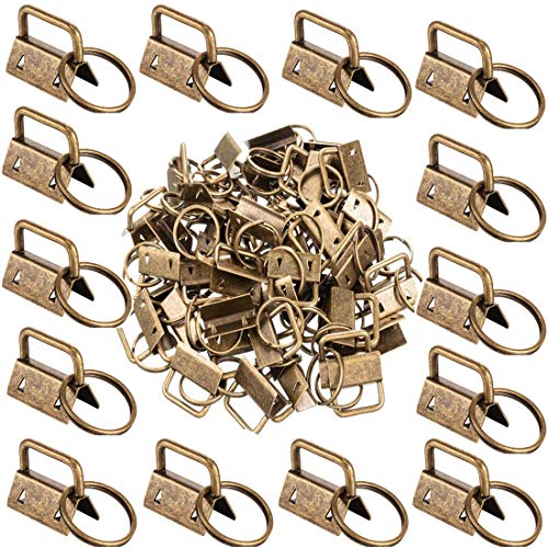 45Pcs 1 inch Silver Key Fob Hardware Kits 1” Metal Keyfobs Hardware Bulk for Keychains Fob Wristlet Hardware with Key Ring for Lanyard