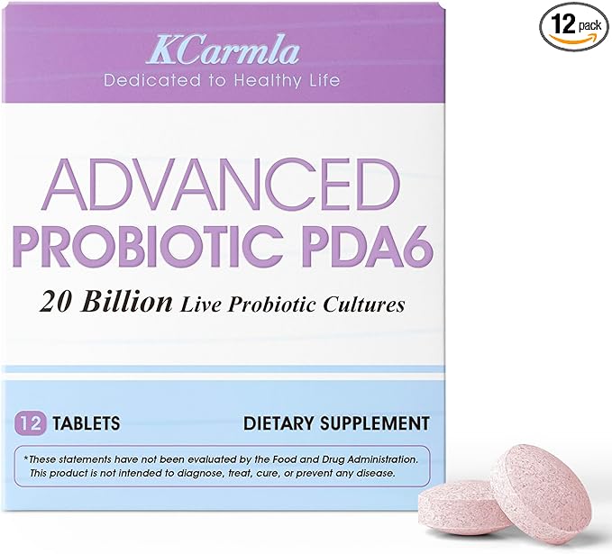 Advanced Probiotic PDA6-20 Billion CFU Probiotic- Sleep & Mood Balance, Gut Health & Digestive Wellness, Great Tasting, Portable 12 Tablets for Daily Support(12)