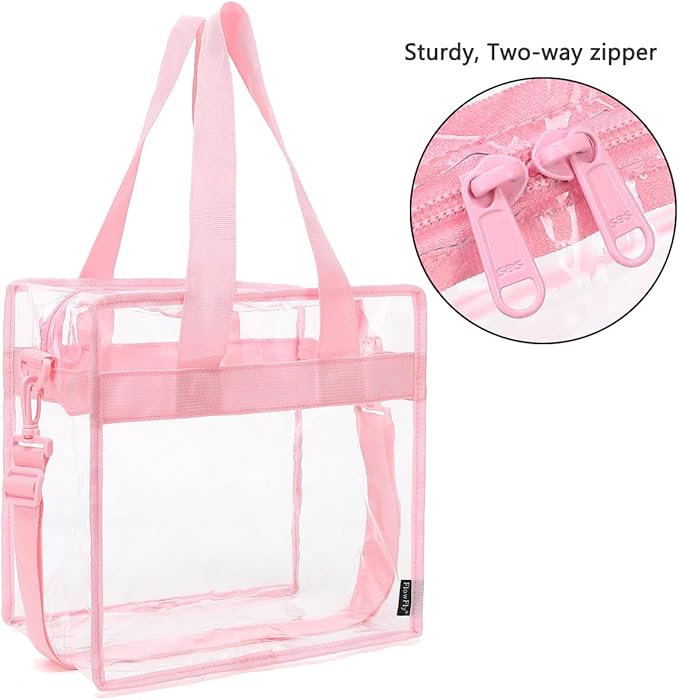 FlowFly Lunch Bag Tote Bag Lunch Organizer Lunch Holder Insulated Lunch Cooler Bag for Women/Men, Clear#Pink, Large