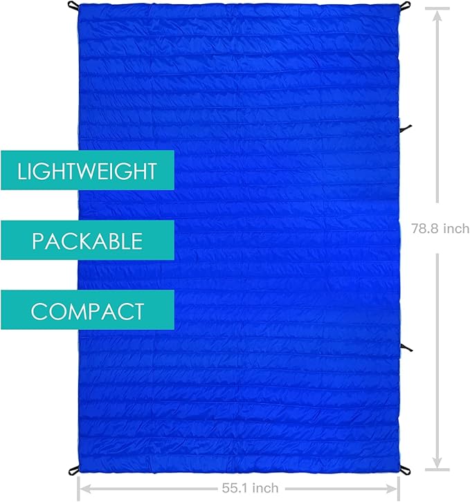 Gold Armour Camping Blanket - Puffy, Packable, Lightweight & Compact Insulated Camping Quilt for Outdoor - Backpacking, Beach, Stadium, Camp, Travel and Hiking Gear Essentials (Blue)