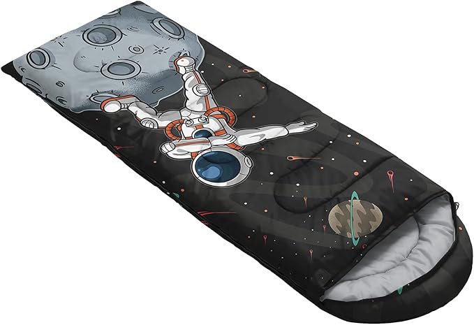 AILONEN Boys Sports Camping Sleeping Bags,Lightweight & Waterproof,3 Season Warm & Cool Weather,Black Player Basketball Sleeping Bags for Kids Adults,Travelling,Outdoors