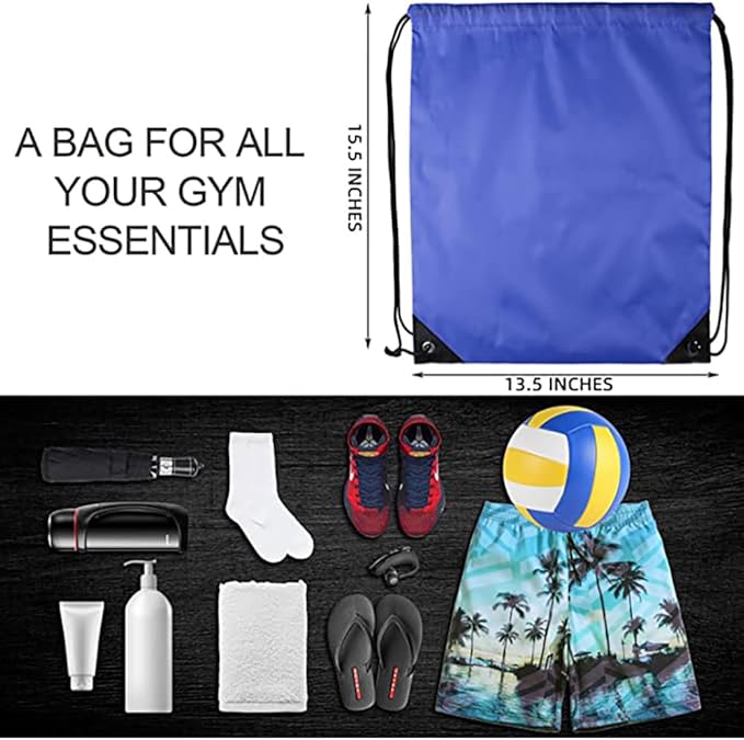 GoodtoU Drawstring Bags, Nylon Gym Bags with Cinch Sack - Drawstring Backpack for Sport, Traveling, Team (Blue, 48Pcs)