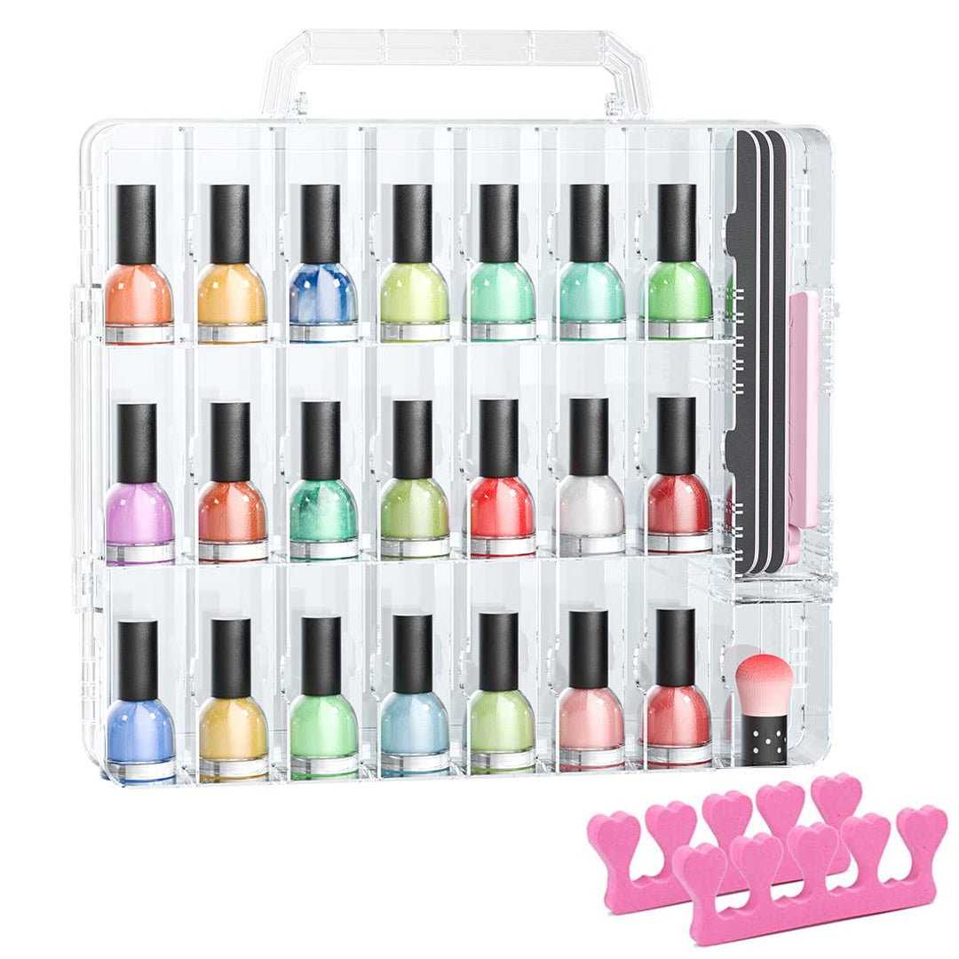Jiasheng Nail Polish Organizer Case For 48 Bottles, Gel Nail Polish Storage Holder Double Side Adjustable Space Divider For Acry