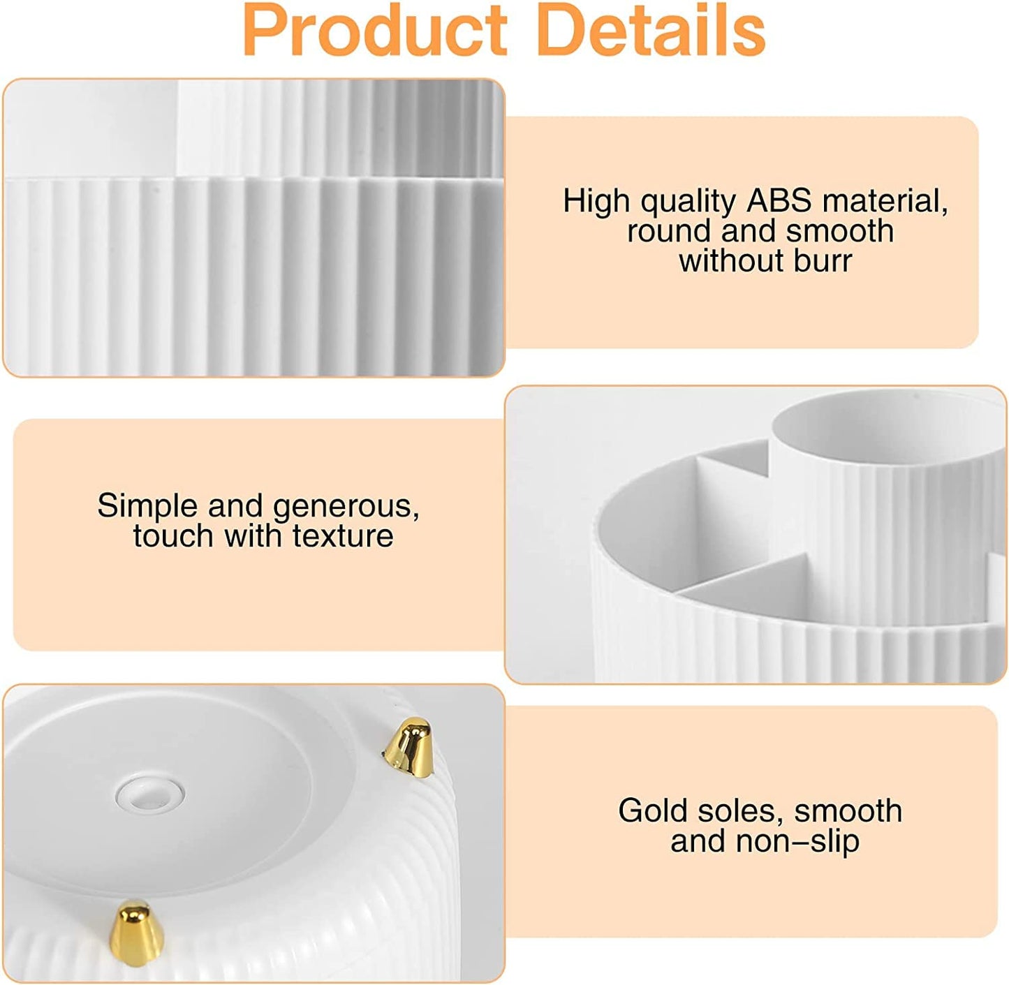 360° Rotating Pencil Pen Pot, Creative Pencil Pen Holder Makeup Brush Holder with 5 Compartments,Rotatable Desktop Desk Tidy Organiser Decorative Stationery Storage Boxes for Home Office