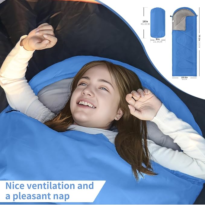 Sleeping Bags for Adults Kids，Lightweight Waterproof Compact Sleeping Bag with Stuff Sack for Warm Camping Cold Hiking Traveling Outdoor Activities002