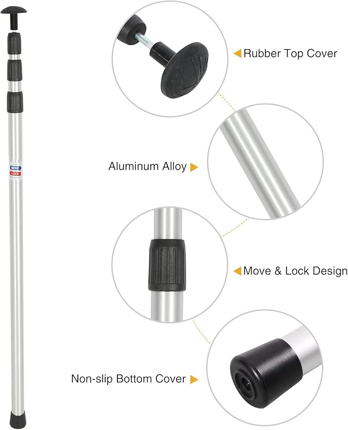 REDCAMP Aluminum Adjustable Camping Tarp Poles, Set of 2, 90" Telescoping Lightweight Tent Poles for Shelter, Hammock Rain Fly, Awning