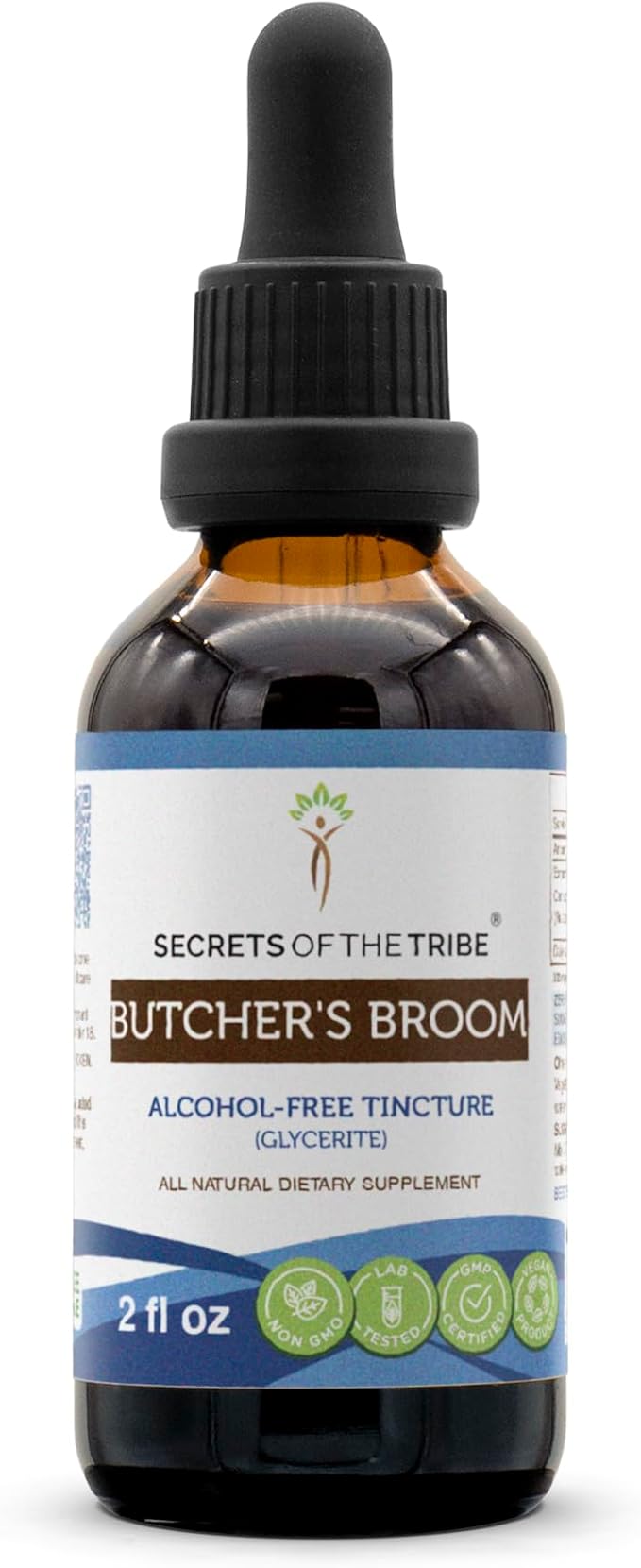 Secrets of the Tribe Butcher's Broom Alcohol-Free Liquid Extract, Butcher's Broom (Ruscus aculeatus) Dried Root Tincture Supplement (2 FL OZ)