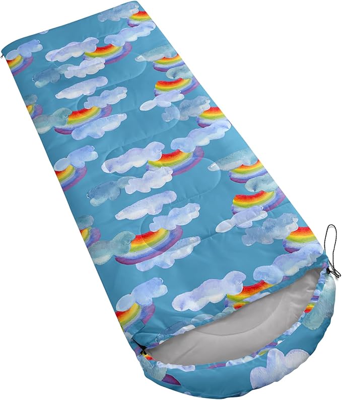 AILONEN Cartoon Fox Camping Sleeping Bag for Boys Girls Adults,Lightweight & Waterproof,3 Season Warm & Cold Weather,Portable,Kawaii Fox Printed Sleeping Bag,Traveling,Camping,Hiking