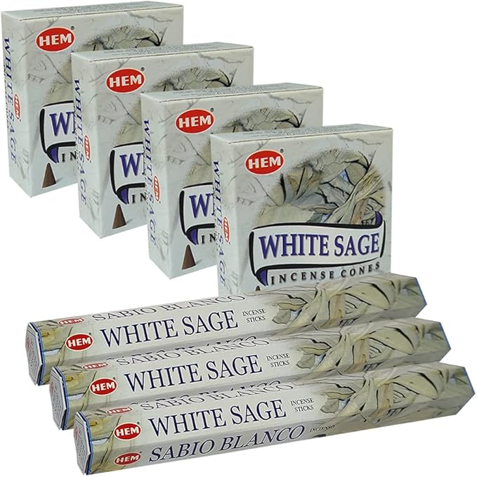White Sage Incense Sticks and Cone Incense Holder Variety Pack Bundle insence insense insienso