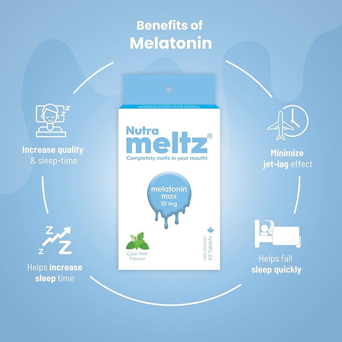 Melatonin 10 mg Tablets – Natural Sleep Aid Melatonin Supplement for Jet Lag, Helps with Sleep Cycle, Quick Dissolving Tablets for Restful Sleep – Mint Flavor 60 Tablets