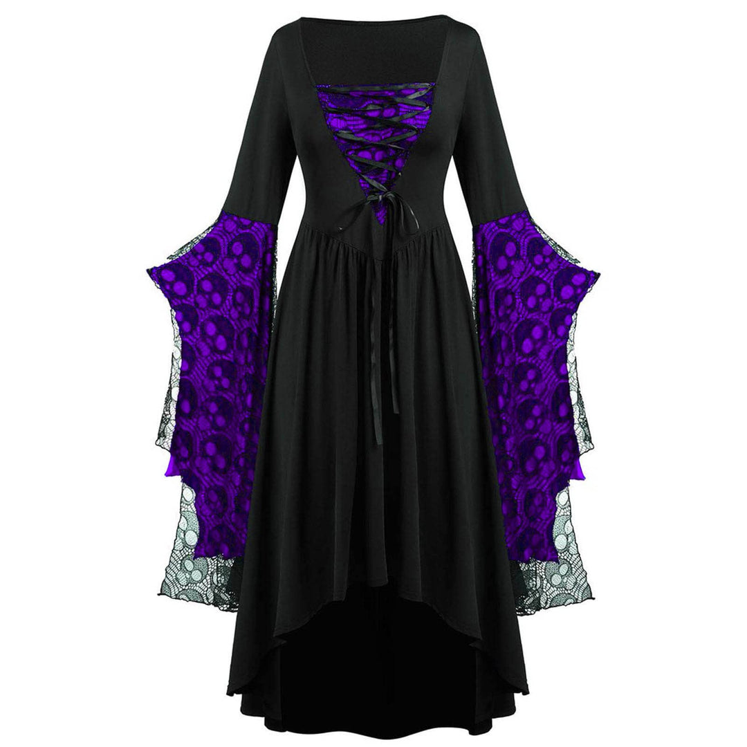 Rkwins Renaissance Dress for Women Gothic Vampire Dress Scary Print Maxi Dress Plus Size Witch Dress Medieval Corset Dress