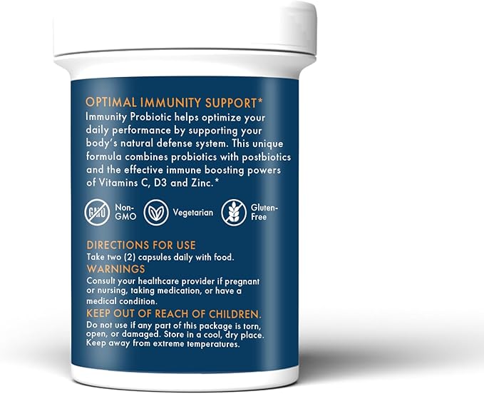 BIOHM Immunity Probiotic with Vitamin C, D3 & Zinc, 1 Billion CFU (60 Capsules) Daily Probiotics for Women & Men, Digestive Health & Immune Support, Vegan, Gluten-Free and Non-GMO