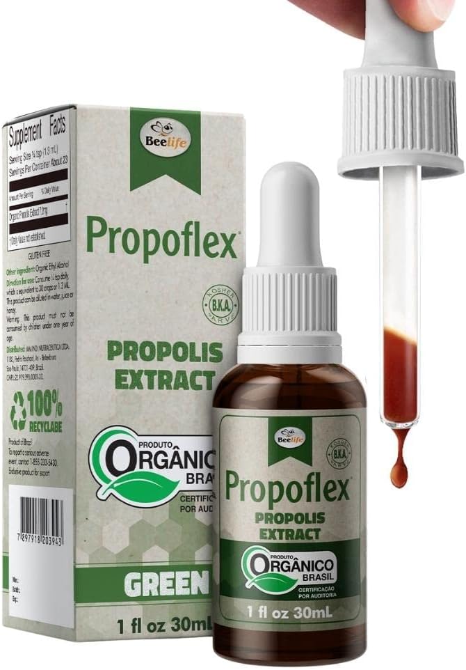 Beelife Organic Brazilian Green Propolis Extract - High Artepillin-C Levels, Antioxidant-Rich Supplement for Overall Wellness - Natural & Kosher- Organic Green Propolis Tincture, 1 Fl. Oz.