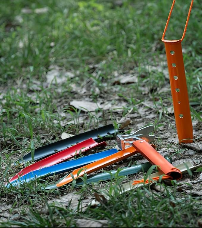 Aluminum Tent Stakes for Camping in Snow & Sand 10PCS Beach Canopy Tent Stakes U-Shaped Tent Pegs Lightweight Ground Nails for Beach Shade Canopy Hiking Backpacking Boating Picnic (Orange)