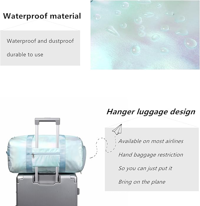 Girls Sports Duffel Bags Woman Travel Bag Overnight Duffle Bag Kids Sports Gym Bag With Shoe Compartment Wet Pocket (Matte Green)