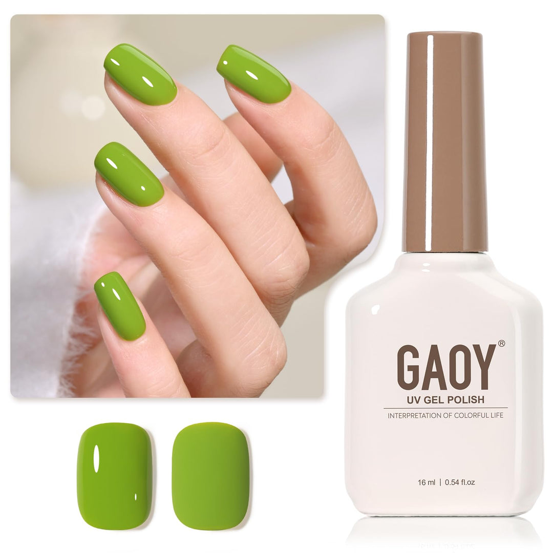 Gaoy Green Gel Nail Polish, 16Ml Soak Off Gel Polish, Uv Light Cure For Nail Art Diy Manicure At Home, 2017 Brilliant Green