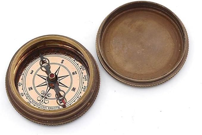 RII Brass Compass Engraved with Poet Quotes - Graduation & Birthday Gifts for Men & Boys, Father to Son, Husband Gift